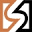 Logo Lettre S Stylisé - Design Moderne Orange et Noir Logo stylisé en forme de lettre S bicolore orange et noir sur fond blanc.